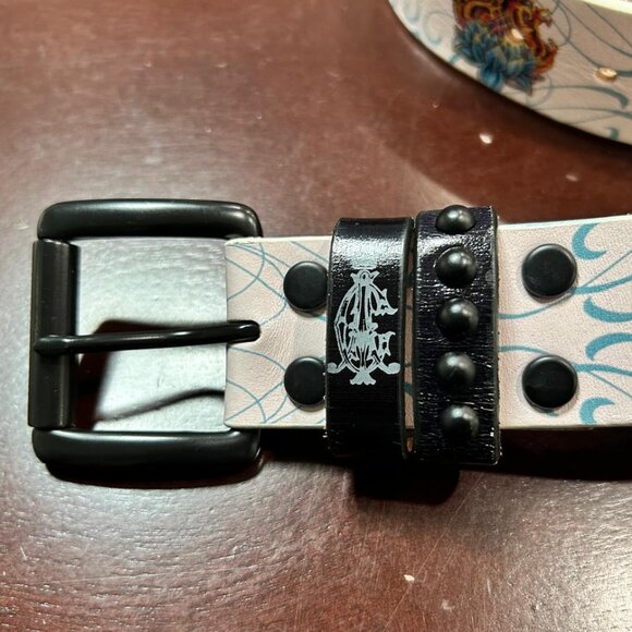 Christian Audigier Vintage Handmade Genuine Leather Belt (Python Logo Effect) - Picture 2 of 8